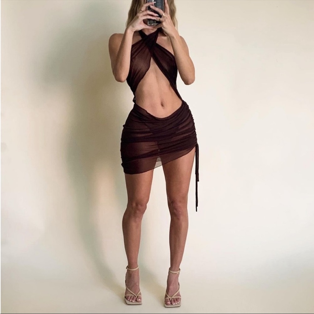 Kim shui brown wrap dress xs